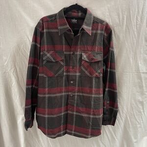 Yago Mens Flannel Shirt LS Red Black Large Button Up